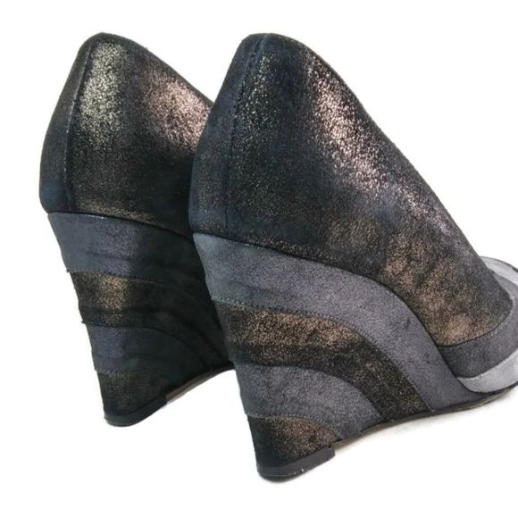 DANA DAVIS Made in Italy Metallic Wedge Shoes 8B - Picture 5 of 6